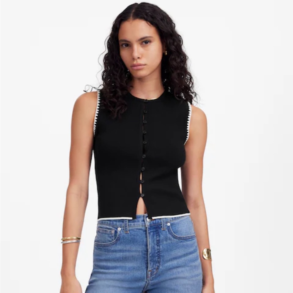 NWT Madewell Blanket Stitch Crewneck Sweater Tank NU545 - size Medium